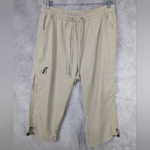 Mofiz Size Large Tan Capris With Drawstring Waist & Hem